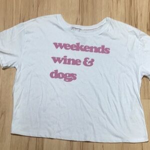 Cold Crush Pink Letter Weekend Wine & Dogs White SS Tee Shirt 2X NWT
